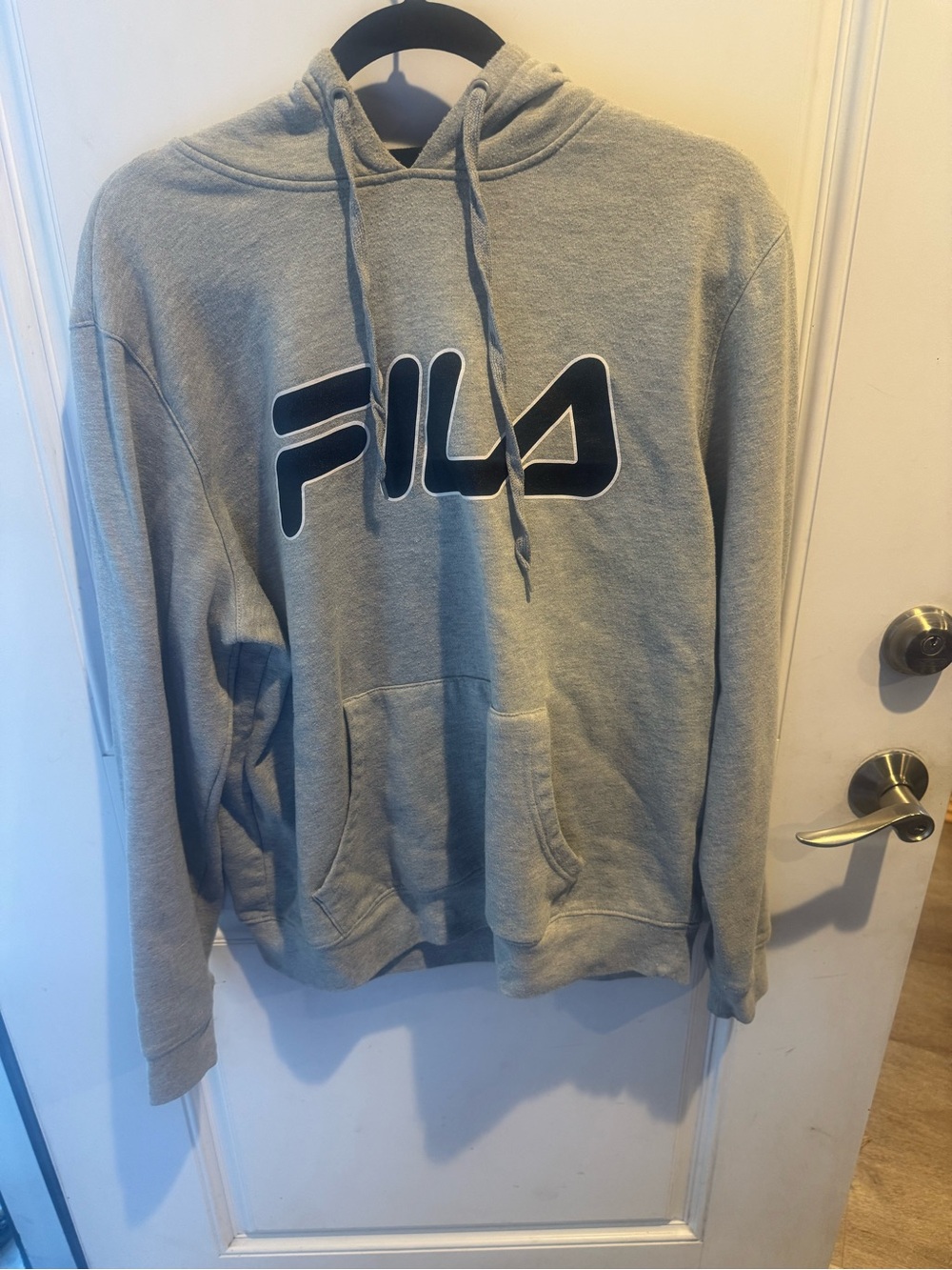 Fila Men's Light Gray Hoodie with Black Logo